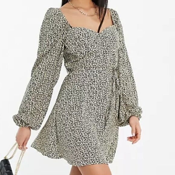 ASOS Women's Size 6 (UK 10) Cream Animal Print Milkmaid Corset Mini Dress - Picture 1 of 16